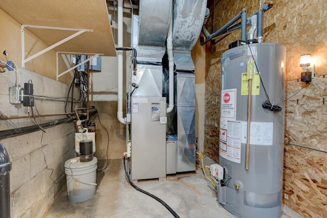 1410 Edwin St, Marinette, WI 54143 - utility room with gas water heater and heating unit