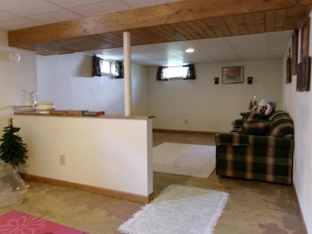 116 Mohawk Dr, Beaver Dam, WI 53916 - living room with carpet and a paneled ceiling