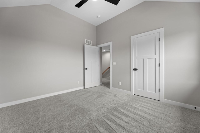 N65W34963 Baltic Pass, Oconomowoc, WI 53066 - unfurnished bedroom with high vaulted ceiling, carpet flooring, and ceiling fan