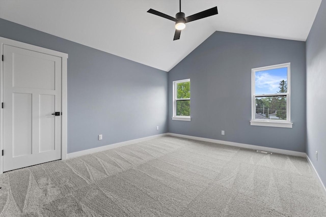 N65W34963 Baltic Pass, Oconomowoc, WI 53066 - carpeted spare room featuring a ceiling fan and lofted ceiling