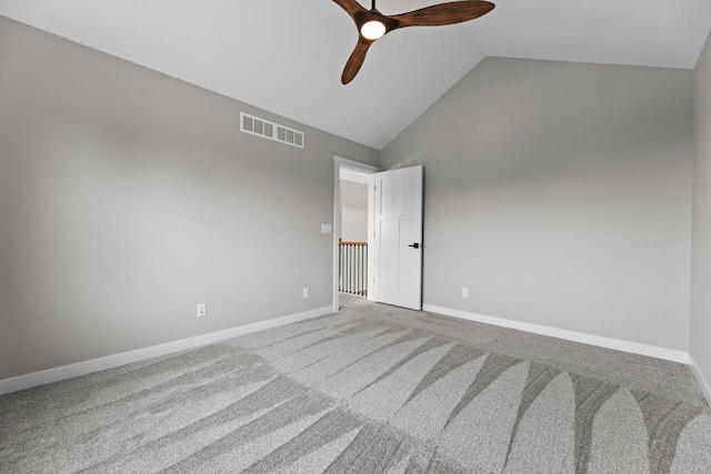 N65W34963 Baltic Pass, Oconomowoc, WI 53066 - empty room featuring high vaulted ceiling, carpet floors, and a ceiling fan