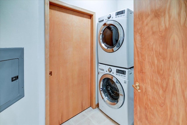 1140 E Dayton St Unit 205, Madison, WI 53703 - laundry room with estacked washer and dryer and electric panel