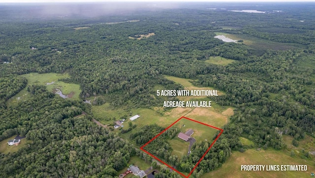 4304 E Leggate Rd, Superior, WI 54880 - aerial view of property's location featuring a heavily wooded area and property boundaries highlighted