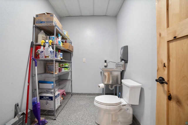 4304 E Leggate Rd, Superior, WI 54880 - bathroom featuring toilet and speckled floor