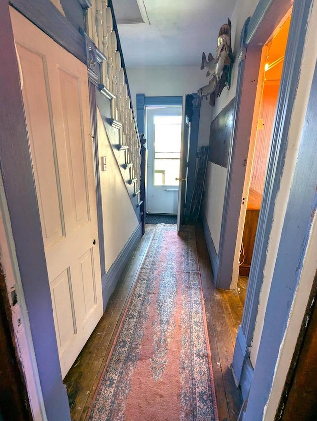 225 Caledonia St, La Crosse, WI 54603 - hallway with hardwood / wood-style floors and stairway