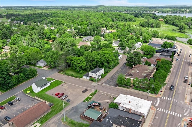 110 1st Ave, Balsam Lake, WI 54005 - aerial view of property and surrounding area featuring a heavily wooded area and a nearby body of water