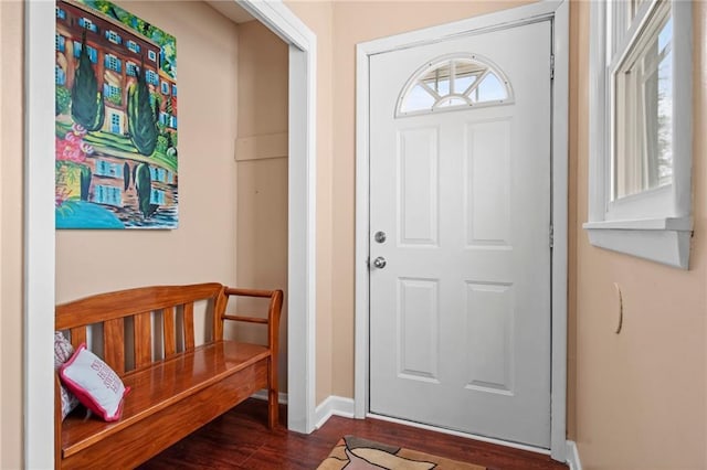 110 1st Ave, Balsam Lake, WI 54005 - entryway featuring dark wood finished floors and baseboards