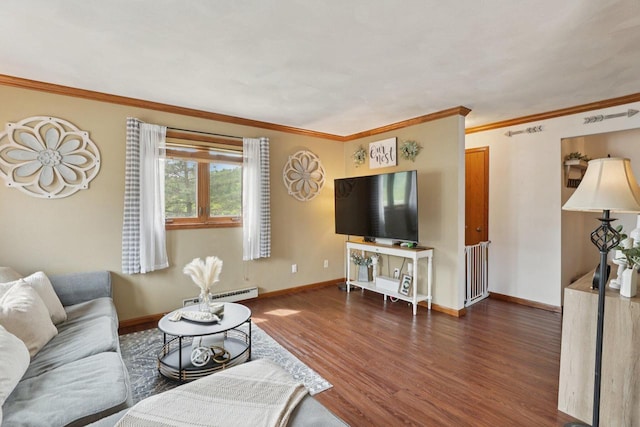 1603 Mckenna Blvd, Madison, WI 53711 - living area with wood finished floors, baseboard heating, and crown molding