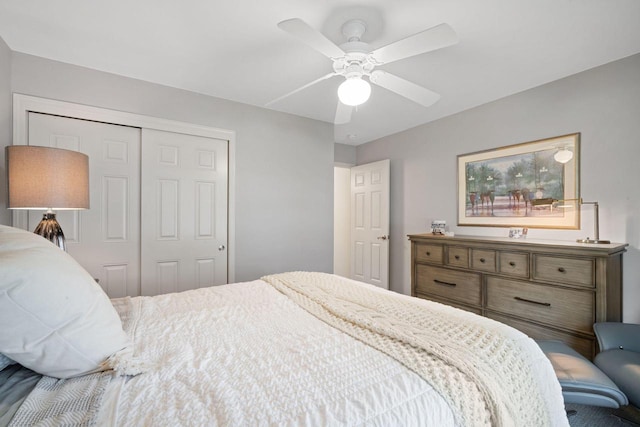 N52W35297 Lighthouse Ln, Oconomowoc, WI 53066 - bedroom with a closet and ceiling fan