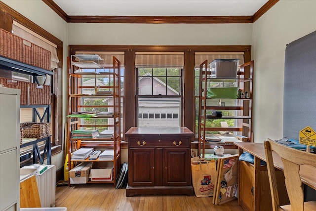 4069 N Prospect Ave, Shorewood, WI 53211 - office with ornamental molding and light wood-style flooring