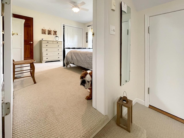 2307 W Willow Creek Ln, Sheboygan, WI 53083 - bedroom featuring carpet floors, a closet, and ceiling fan