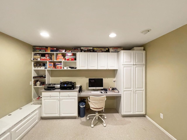 2307 W Willow Creek Ln, Sheboygan, WI 53083 - office area with light carpet, built in study area, and recessed lighting