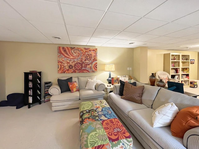 2307 W Willow Creek Ln, Sheboygan, WI 53083 - carpeted living area featuring a drop ceiling