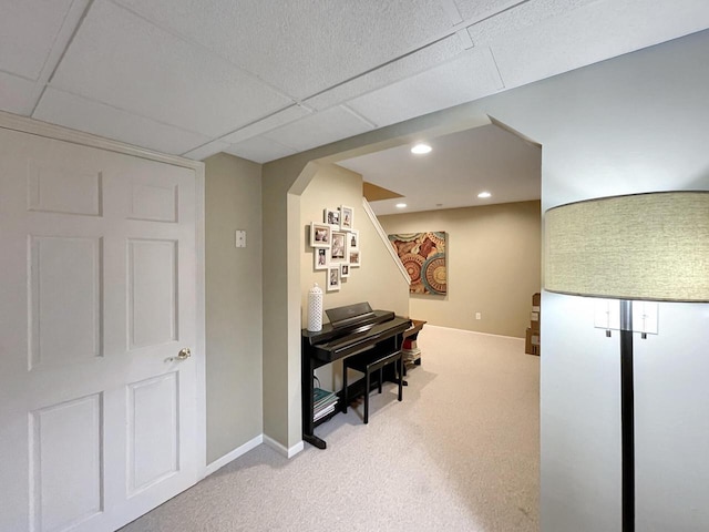 2307 W Willow Creek Ln, Sheboygan, WI 53083 - living area featuring light carpet, recessed lighting, and a paneled ceiling