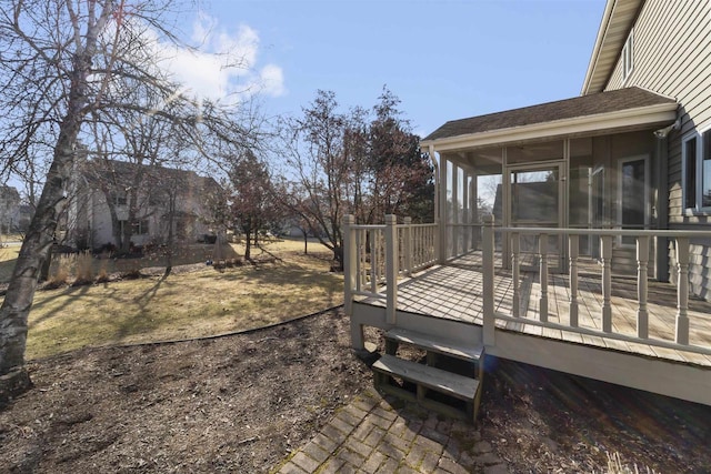 4227 Savannah Ct, Middleton, WI 53562 - view of yard with a sunroom and a deck