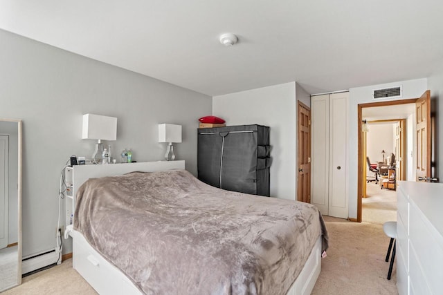 4050 W Rivers Edge Cir Unit 25, Brown Deer, WI 53209 - bedroom with a baseboard radiator and light carpet