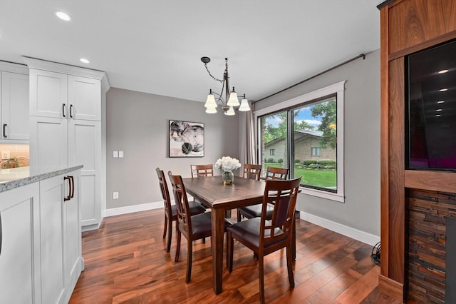 836 Pilgrim Pkwy, Elm Grove, WI 53122 - dining area featuring a chandelier, dark wood-style flooring, and recessed lighting