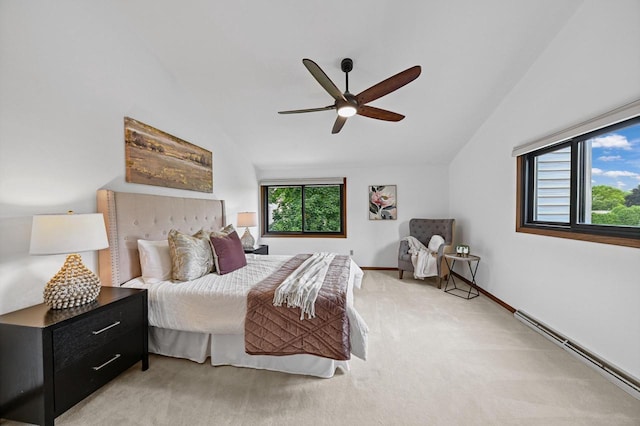836 Pilgrim Pkwy, Elm Grove, WI 53122 - bedroom with vaulted ceiling, light colored carpet, and a ceiling fan