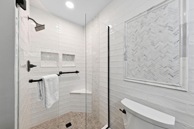 836 Pilgrim Pkwy, Elm Grove, WI 53122 - full bathroom featuring a stall shower and recessed lighting
