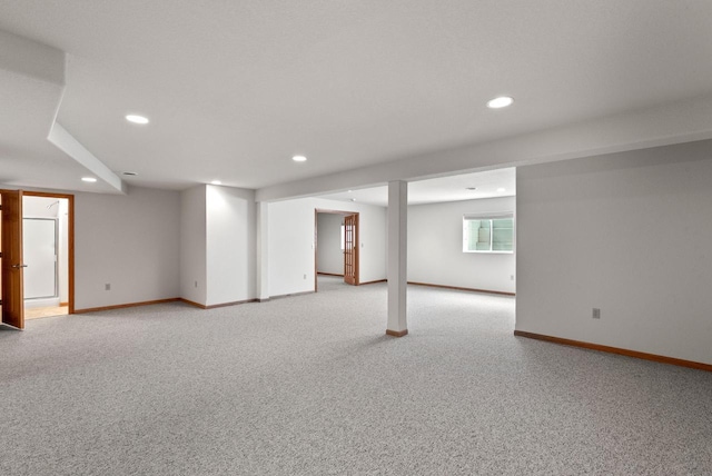 7062 S Fieldstone Ct, Franklin, WI 53132 - below grade area featuring recessed lighting and light colored carpet