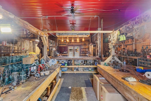 W1511 County Rd Hh, Fremont, WI 54940 - miscellaneous room with a workshop area and ceiling fan