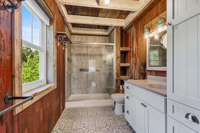 W1511 County Rd Hh, Fremont, WI 54940 - full bath with a shower stall, vanity, and tile patterned floors