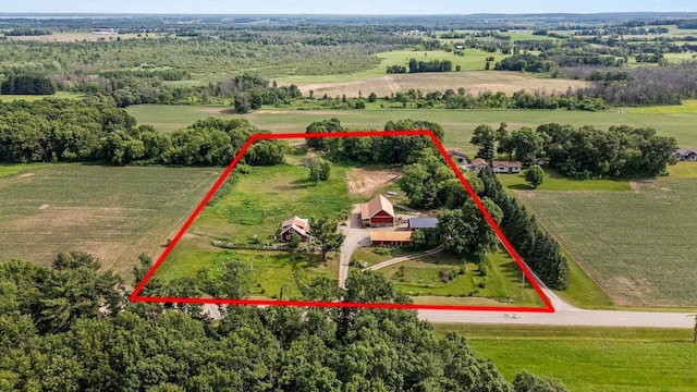 W1511 County Rd Hh, Fremont, WI 54940 - overview of rural landscape with property parcel outlined