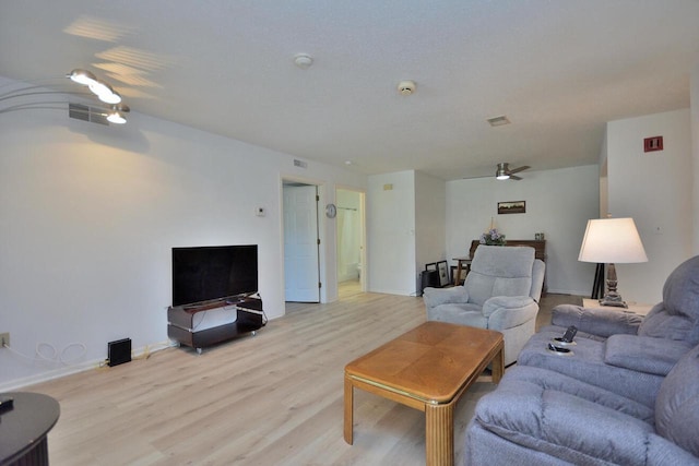 W192S7850 Overlook Bay Rd Unit 3, Muskego, WI 53150 - living area featuring light wood finished floors and ceiling fan