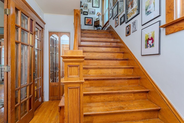 1756 Church St, Stevens Point, WI 54481 - staircase with wood finished floors and crown molding
