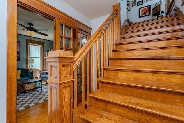 1756 Church St, Stevens Point, WI 54481 - stairs with wood finished floors and ceiling fan