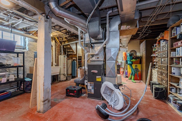 1756 Church St, Stevens Point, WI 54481 - basement featuring gas water heater and heating unit