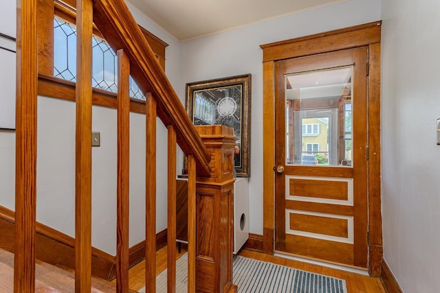 1756 Church St, Stevens Point, WI 54481 - foyer entrance with wood finished floors and ornamental molding