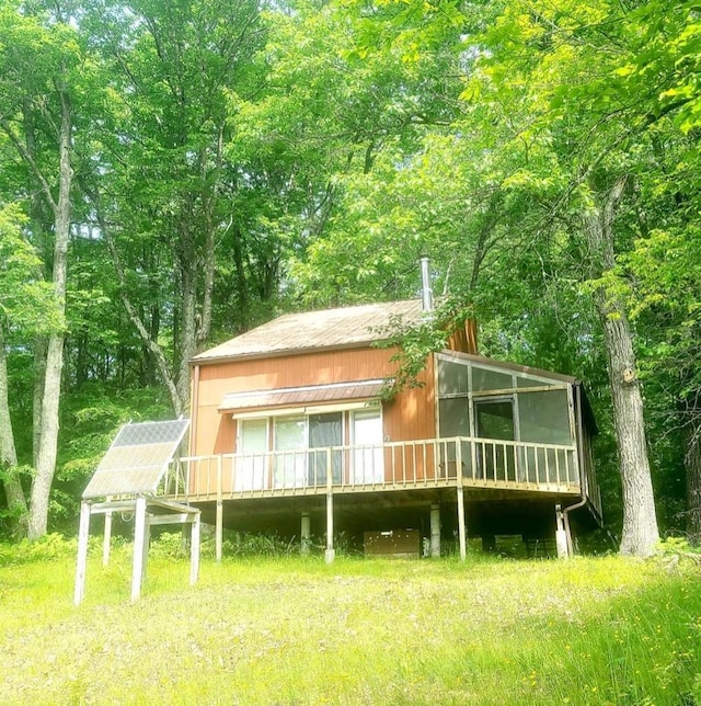 W4799 Rocky Hill Dr, Pembine, WI 54156 - back of property with solar panels