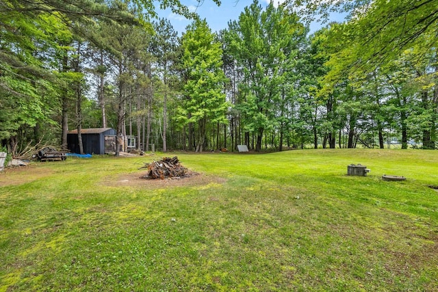 W914 Madsen Rd, Marinette, WI 54143 - view of green lawn featuring a shed