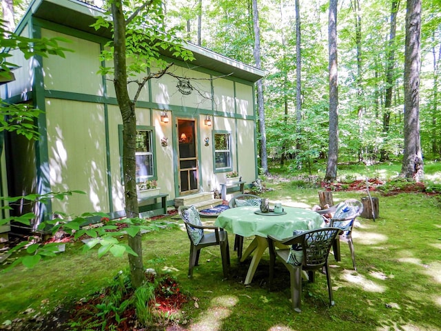 N12366 Chisum Trl, Athelstane, WI 54104 - view of outbuilding with outdoor dining area