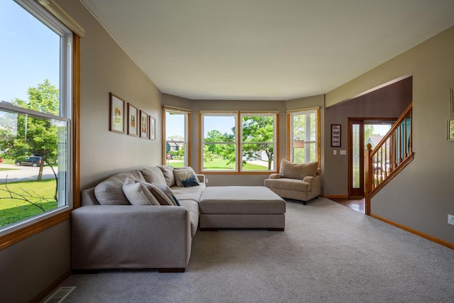 3637 121st Pl, Pleasant Prairie, WI 53158 - living area with carpet floors and stairs