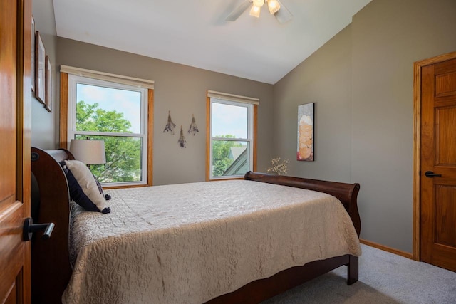 3637 121st Pl, Pleasant Prairie, WI 53158 - bedroom featuring lofted ceiling, carpet flooring, and a ceiling fan