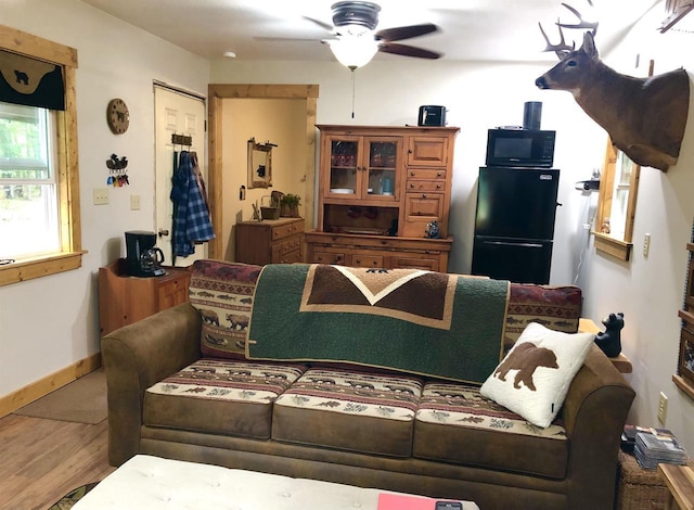 W15036 Poachers Run Ln, Athelstane, WI 54101 - living room with ceiling fan and wood finished floors