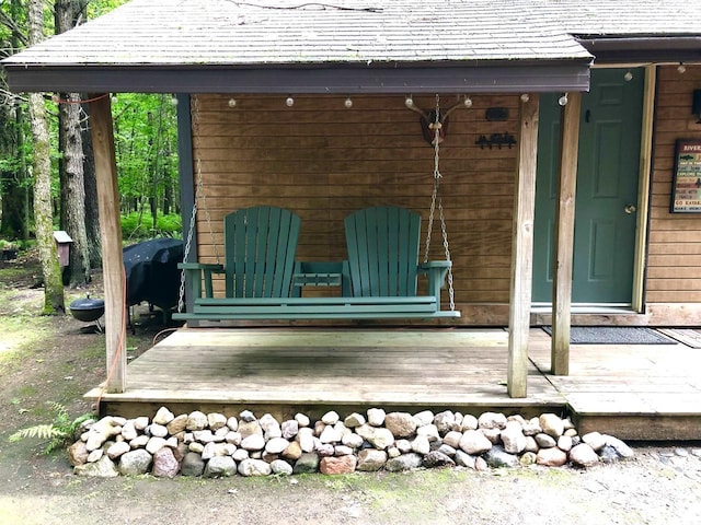 W15036 Poachers Run Ln, Athelstane, WI 54101 - view of patio with a wooden deck and a grill