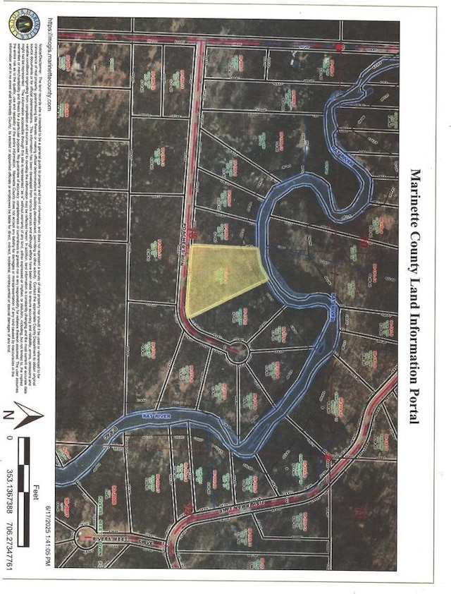 W15036 Poachers Run Ln, Athelstane, WI 54101 - aerial map of property and surrounding area