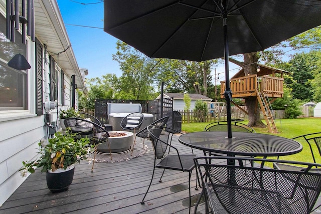 625 N Winnebago St, De Pere, WI 54115 - wooden terrace featuring outdoor dining space