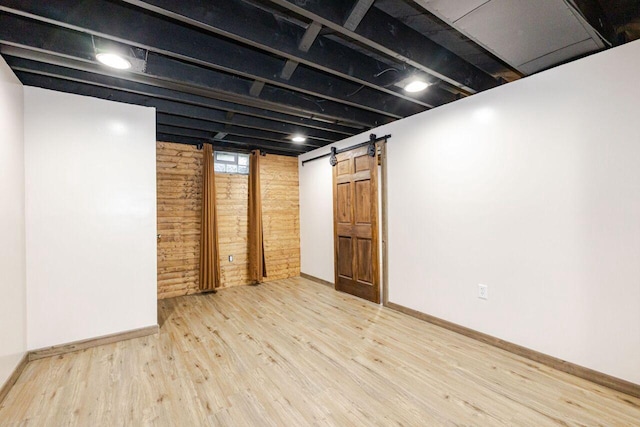 8383 N 50th St, Brown Deer, WI 53223 - basement with wood finished floors and a barn door