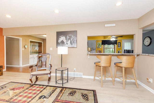 8383 N 50th St, Brown Deer, WI 53223 - sitting room with light wood-type flooring, recessed lighting, and ceiling fan