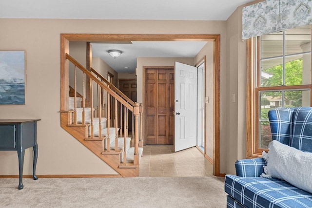2939 W Roselawn Dr, Appleton, WI 54914 - foyer featuring carpet flooring and stairway