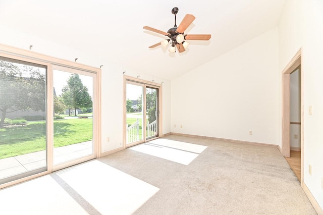540 Mc Aurther Ln Unit B, Brookfield, WI 53045 - spare room with vaulted ceiling, light carpet, and ceiling fan