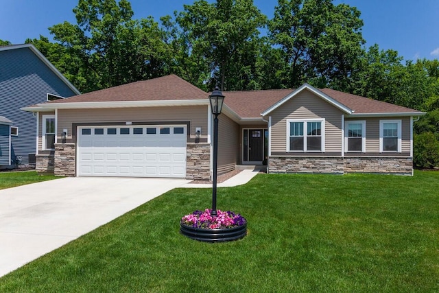 1734 Arthurs Pass, Oconomowoc, WI 53066 - ranch-style house featuring stone siding, a garage, and concrete driveway