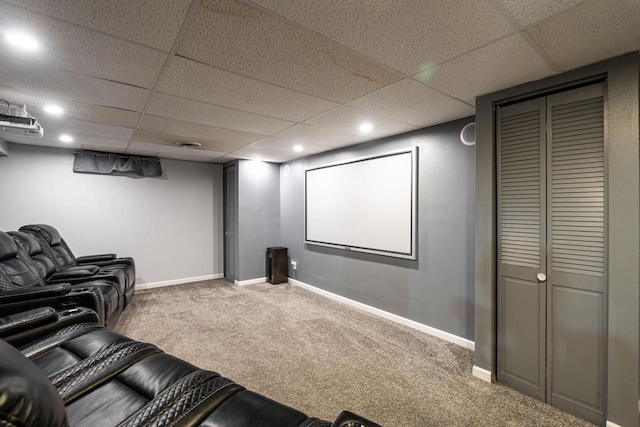 1615 Palamino Dr, Racine, WI 53402 - carpeted home theater featuring a drop ceiling and recessed lighting