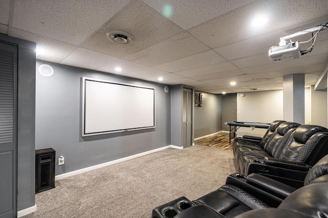 1615 Palamino Dr, Racine, WI 53402 - carpeted home theater with a paneled ceiling and recessed lighting