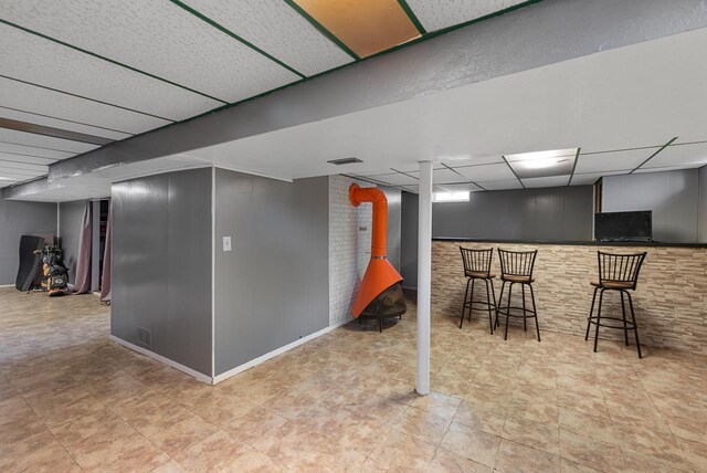 248 E Norport Dr, Port Washington, WI 53074 - finished basement featuring a drop ceiling and a bar