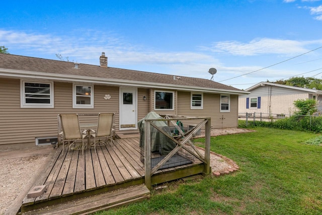 248 E Norport Dr, Port Washington, WI 53074 - back of house featuring a deck and a chimney